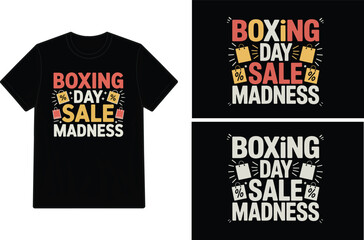 Fototapeta premium Boxing day sale madness a black t shirt mockup design illustration