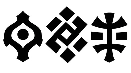 Intricate geometric symbols representing cultural heritage, displayed against a neutral backdrop