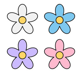 Cute Cartoon Flower Set Nature Spring Decoration Element