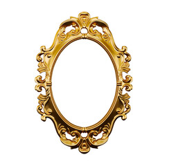antique gold frame isolated on transparent background