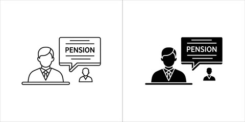 Pension concept, businessman talking about retirement plan and savings