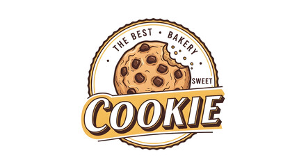 Chocolate chip cookie logo a sweet bakery design vector illustration for branding and advertising