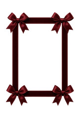 Red ribbon frame with satin bows isolated