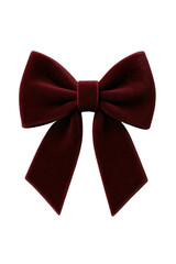 Burgundy velvet bow isolated