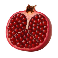 Ripe pomegranate half with seeds isolated