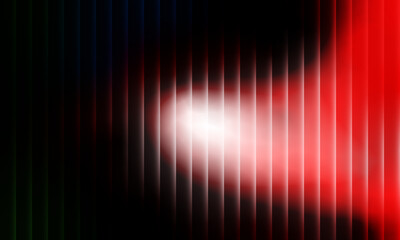 Vector Glass gradient fractal background with neon light effect and ribbed pattern. Abstract vertical design in vibrant white red color spectrum. Modern geometric prism with chromatic aberration.