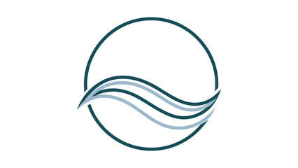 circle wave logo, minimal vector, two color design, modern branding, clean line art