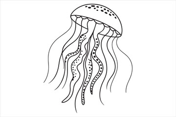 Jellyfish Line Art Vector Illustration