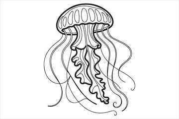 Jellyfish Line Art Vector Illustration