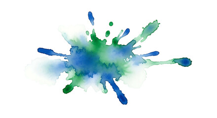 Abstract Blue and Green Watercolor Paint Splash Illustration.