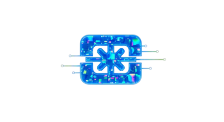 Abstract blue digital design with a unique geometric shape.