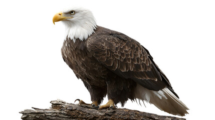 Fototapeta premium eagle perched proudly, powerful bird of prey, isolated on white background
