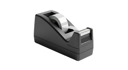 Black tape dispenser on white background office supply.