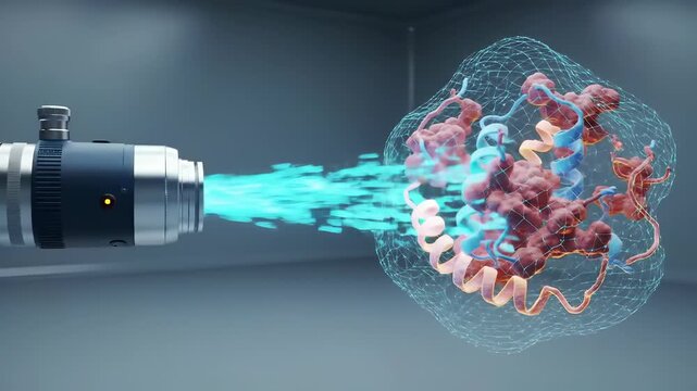 Science Research: Advanced microscopy technology performs 3D molecular protein analysis in a modern laboratory.