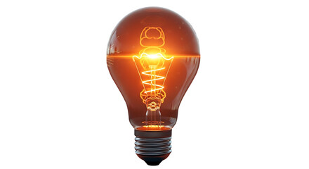 Brightly Lit Incandescent Light Bulb Illuminating a White Background.