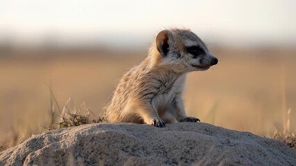Alert Kit Fox Cub Emerging From Its Den