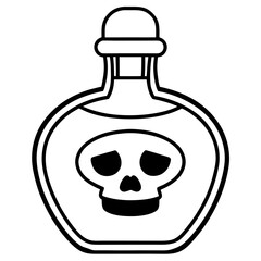 Color potion bottle with skull label illustration