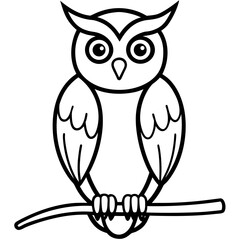 Minimalist color vector owl perched on a branch design