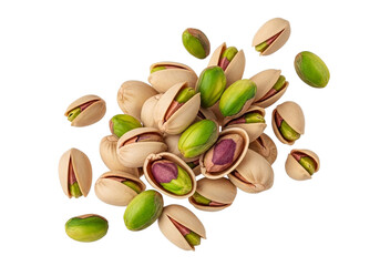 Pile of pistachios isolated on transparent background