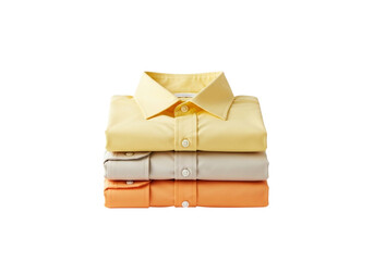 Stack of folded polo shirts isolated on transparent background