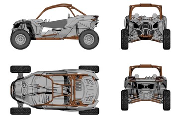 car isolated on white background, 3d illustration, cg render
