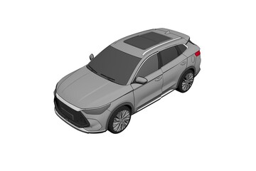 car isolated on white background, 3d illustration, cg render
