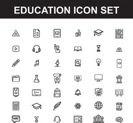 Education icon set, isolated on white background