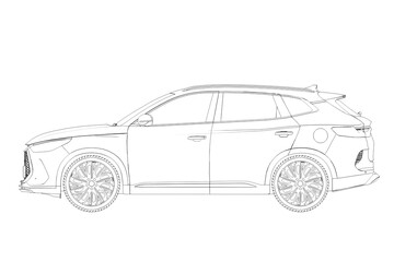 car outline drawing, sketch, contour image
