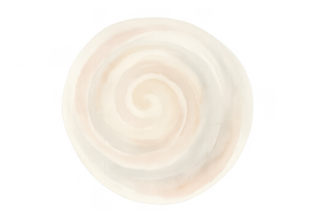 Cream swirl watercolor painting on transparent background