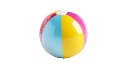 colorful beach ball inflated, playful summer accessory, isolated on white background