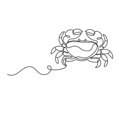 Crab icon  continuous one line drawing  outline vector illustration 