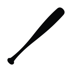 Black silhouette of a baseball bat on a white background