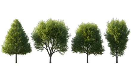 Row of Four Deciduous Trees in Summer graphic image