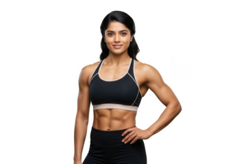 Fitness gym workout exercise strong woman posing