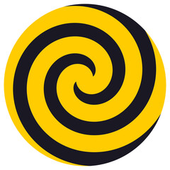 Yellow and Black Vibrant Spiral Pattern circle shape background  Dynamic Circular Design on Black Background