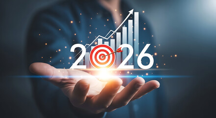 Business growth and target concept for year 2026