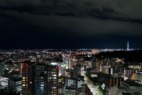 仙台の高層ビルから見た街内の風景