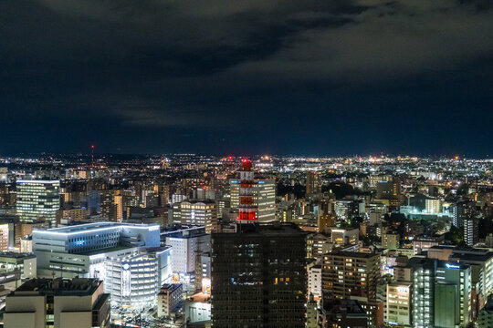 仙台の高層ビルから見た街内の風景