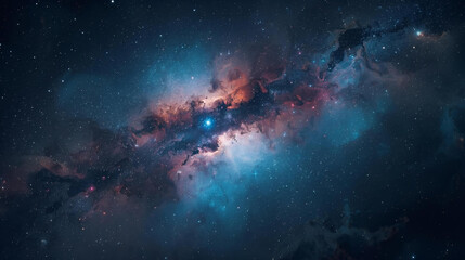 A majestic view of a brilliant blue star at the heart of an expansive, ethereal nebula, depicting the stunning beauty and vastness of the universe with glowing gas and cosmic dust