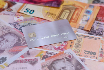 A credit card for contactless cashless payments via a terminal or online. A credit card