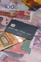 Obraz premium A credit card for contactless cashless payments via a terminal or online. A credit card