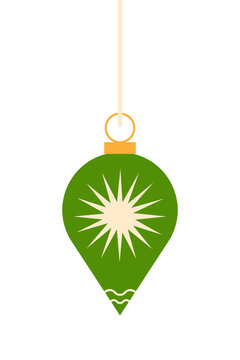 Elegant green Christmas ornament PNG with a modern starburst design, hanging on a string. Perfect for holiday, festive, and winter-themed creative projects and digital decorations. High resolution PNG