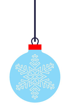 Blue Christmas bauble illustration with a geometric white snowflake design. Ideal for holiday, winter, festive, and seasonal graphic projects, web, branding or print. High resolution PNG