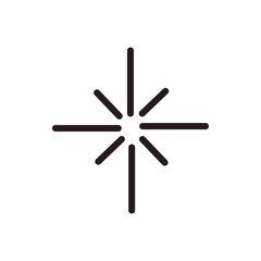 Simple Geometric Starburst Line Art Icon Representing Sparkle, Shine, and Brilliance