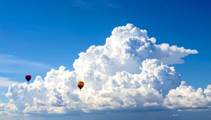 Cloudy Sky with Hot Air Balloons.