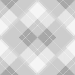 Elegant seamless gray plaid pattern with modern geometric diamond shapes, ideal for textile design, fashion background and wallpaper. Perfect for minimalist style projects. Vector illustration.
