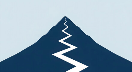 Mountain Path To Success Business Challenge Graphic Illustration Vertical Copy Space