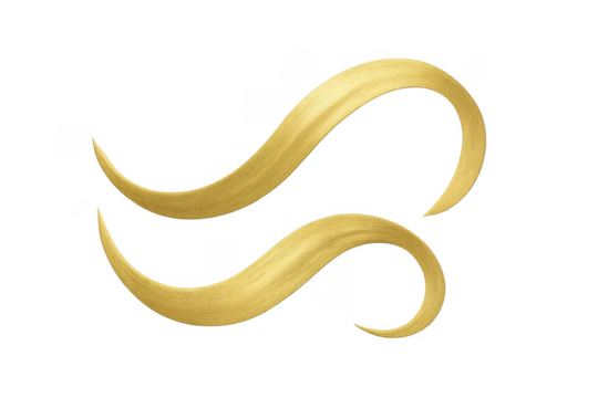 Golden blonde hair strands creating wavy curls