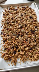 Homemade Granola on Baking Sheet - A Delicious and Healthy Treat.