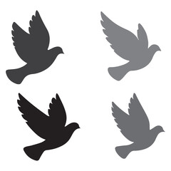 Obraz premium Set of flying dove vector illustrations symbol of peace and freedom